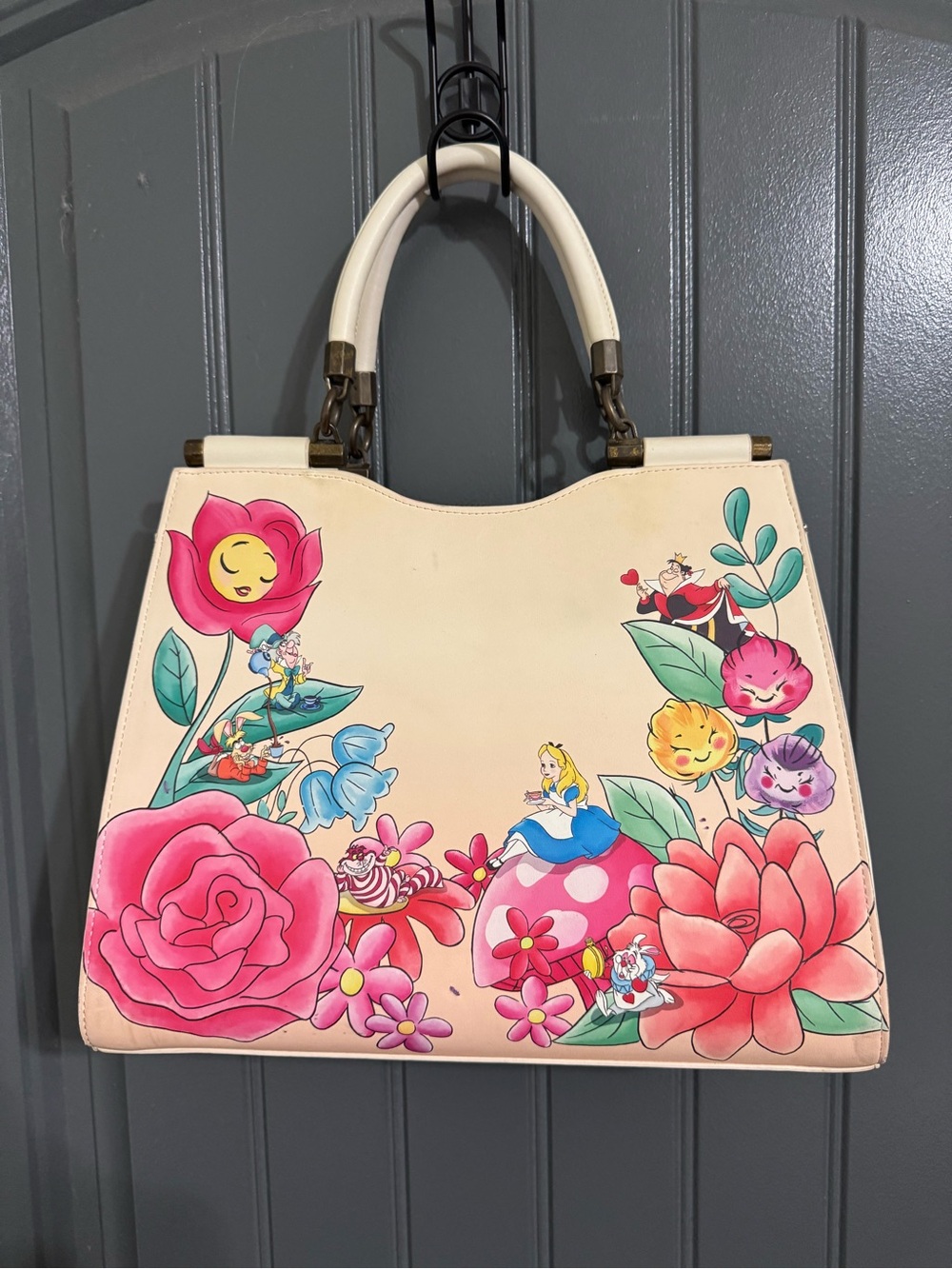 Loungefly Alice in Wonderland Floral Cream Top-Handle Bag